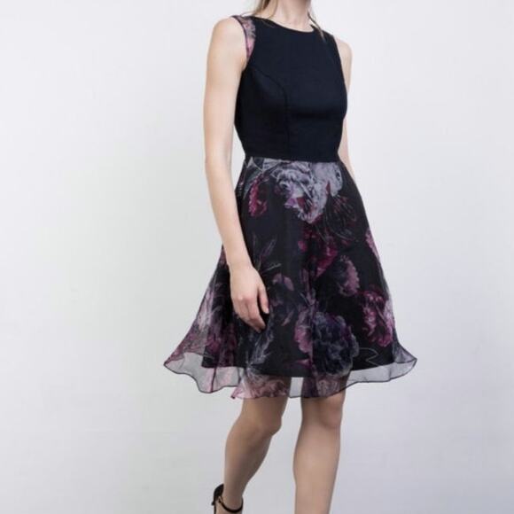 NWT Abigail London Floral Chiffon Mini Dress - Picture 1 of 6